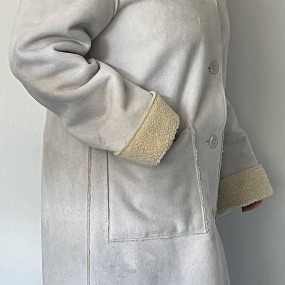 Pale blue sherpa topcoat; classic fit w hood; NWOT - Picture 2 of 6